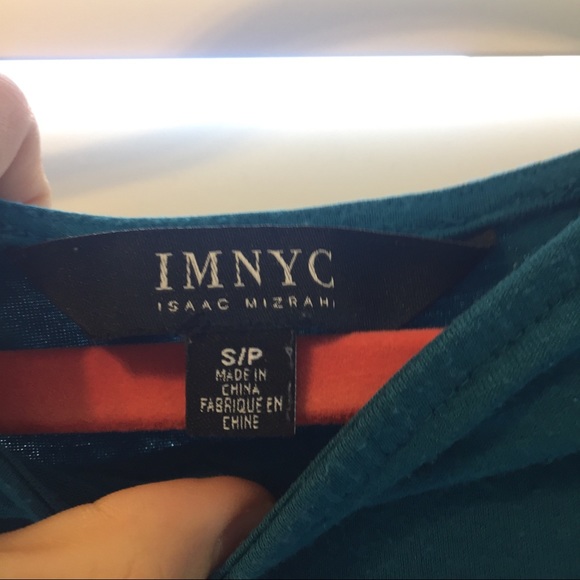 Teal long sleeve shirt with silk bell sleeves. - Picture 5 of 5